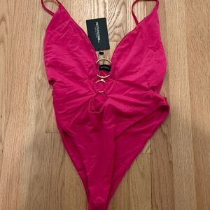 Pretty Little Thing Fascia Pink One-Piece Bathing Suit with Tag